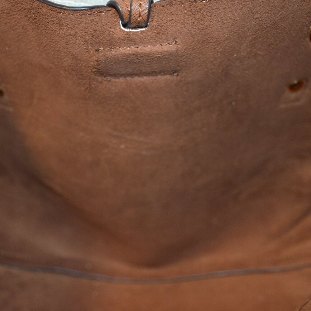Calvin Klein Signature Pattern Convertible Tote Brown Magnetic Closure - Picture 6 of 8